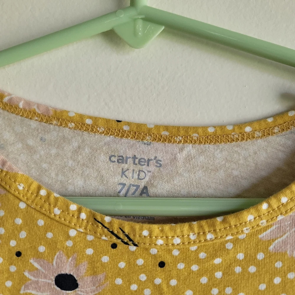 Carter's Kid, Girls Casual Dress, Mustard yellow/Polka dots/Floral, Size‎ 7 - Picture 4 of 4